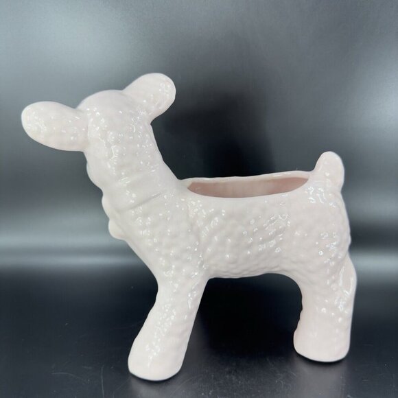 Vintage Haeger Pottery Light Pink Lamb Animal Planter Flower Pot Ceramic Decor - Picture 16 of 16
